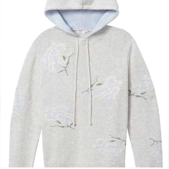 La Vie Rebecca Taylor Women’s Grey Knit Wool Alpaca Blend Floral Hoodie Sz Sm - Picture 2 of 14